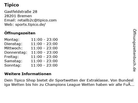 tipico bremerhaven|ᐅ Öffnungszeiten „Tipico“ .